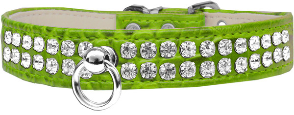Style #72 Rhinestone Designer Croc Dog Collar Lime Green Size 14 82-21-LGC14 By Mirage
