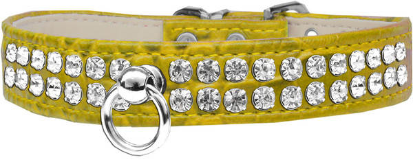 Style #72 Rhinestone Designer Croc Dog Collar Yellow Size 12 82-21-YWC12 By Mirage