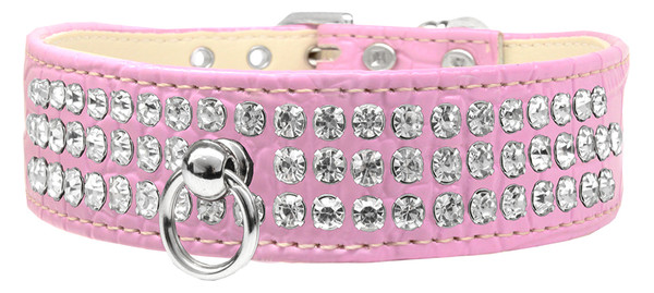 Style #73 Rhinestone Designer Croc Dog Collar Light Pink Size 14 82-22-LPKC14 By Mirage