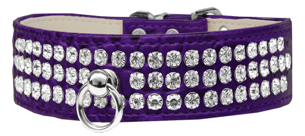 Style #73 Rhinestone Designer Croc Dog Collar Purple Size 16 82-22-PRC16 By Mirage