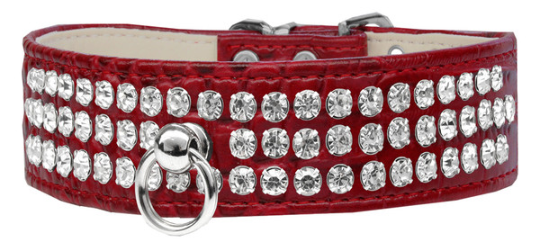 Style #73 Rhinestone Designer Croc Dog Collar Red Size 12 82-22-RDC12 By Mirage