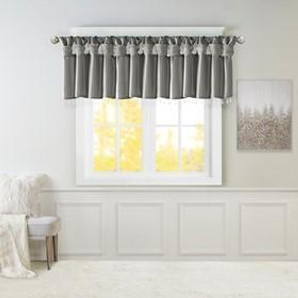 Madison Park Emilia 100% Polyester Twisted Tab Valance With Beads MP41-6560 By Olliix