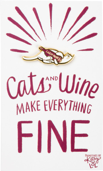 Enamel Pin - Cats And Wine - Set Of 6 (Pack Of 3) 37995 By Primitives By Kathy