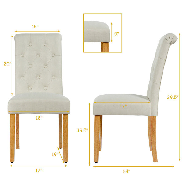 Set Of 2 Tufted Dining Chair -Beige HW64221BE