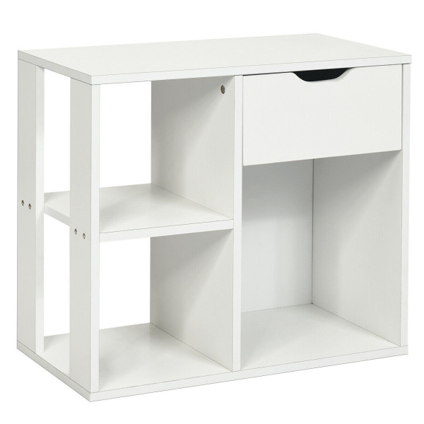 3-Tier Side Table With Storage Shelf & Drawer Space HW63995WH