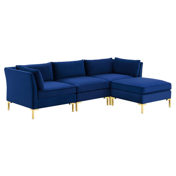 Modway Ardent 4-Piece Performance Velvet Sectional Sofa EEI-4270-NAV