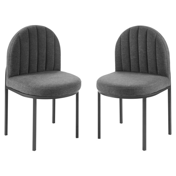 Modway Isla Dining Side Chair Upholstered Fabric Set Of 2 EEI-4504-BLK-CHA