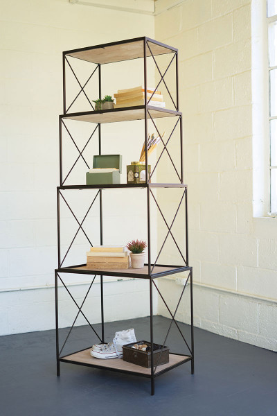 Stackable Four Tiered Metal And Wood Shelving Unit CHW1201 By Kalalou