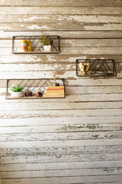 Set Of Three Wood And Metal Wall Shelves CHW1209 By Kalalou