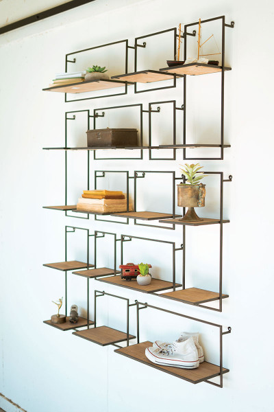 Set Of 14 Wood And Metal Shelves CHW2024 By Kalalou