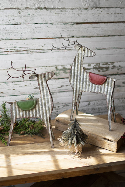 Set Of Two Metal Reindeer CZG1390 By Kalalou