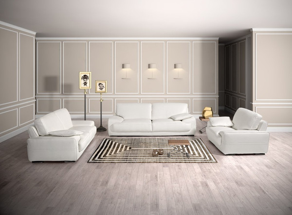 Estro Salotti Evita Modern White Italian Leather Sofa Set VGNTEVITA-WHT By VIG Furniture