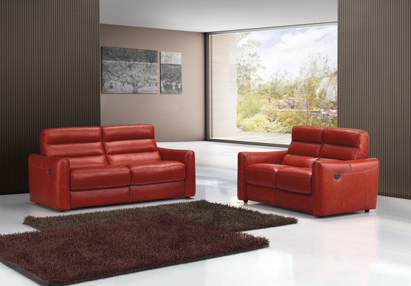 Estro Salotti Levante Modern Red Leather Sofa Set VGNTLEVANTE-RED By VIG Furniture