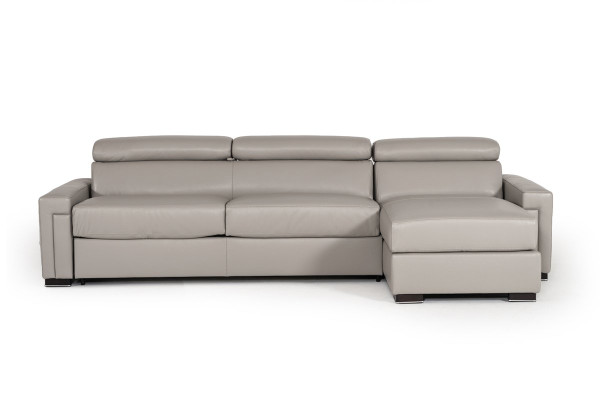 Estro Salotti Sacha Modern Grey Leather Reversible Sofa Bed Sectional W/ Storage VGNTSACHA-C409 By VIG Furniture