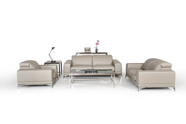 Estro Salotti Bolton Italian Modern Grey Leather Sofa Set VGNTBOLTON-C409 By VIG Furniture