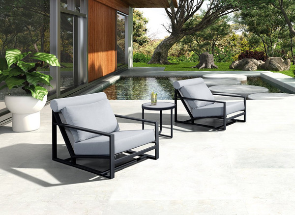 Renava Boardwalk Outdoor Grey Lounge Chair Set VGGES0278-GRY By VIG Furniture