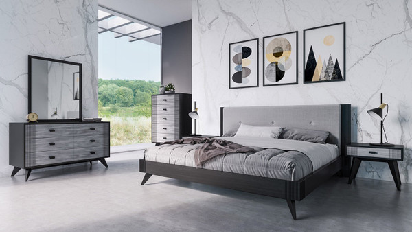 Nova Domus Panther Contemporary Grey & Black Bedroom Set VGMABR-77-SET By VIG Furniture