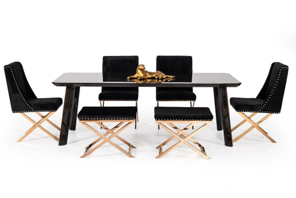 Modrest Chadwick Modern Ebony & Rosegold Dining Table VGHB297T3-EBN By VIG Furniture