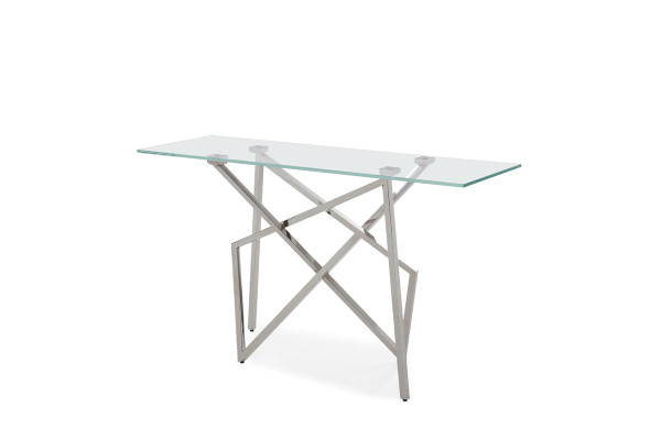 Modrest Hawkins Modern Glass & Stainless Steel Console Table VGVCK129 By VIG Furniture