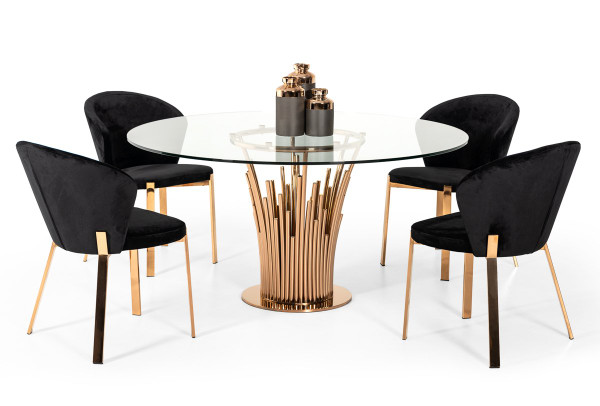 Modrest Paxton Modern Round Glass & Rosegold Dining Table VGVCT817-RND By VIG Furniture