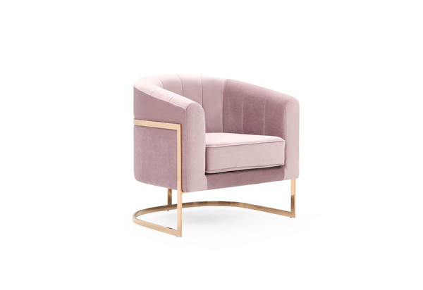 Modrest Trask Modern Pink Velvet & Rosegold Accent Chair VGVCA016-PNK By VIG Furniture