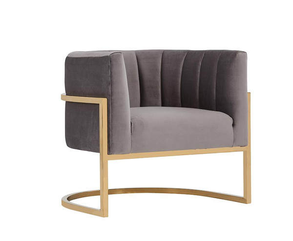 Modrest Landau Modern Grey Velvet & Gold Accent Chair VGRH-AC406-GRY By VIG Furniture