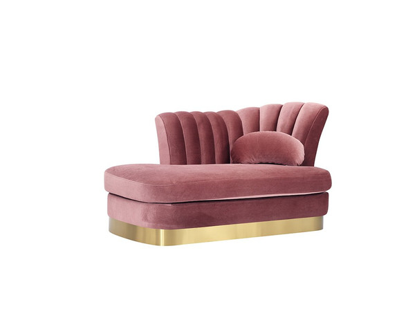 Divani Casa Arvada Modern Pink Velvet & Gold Loveseat Chaise VGZAS40-2-PNK By VIG Furniture