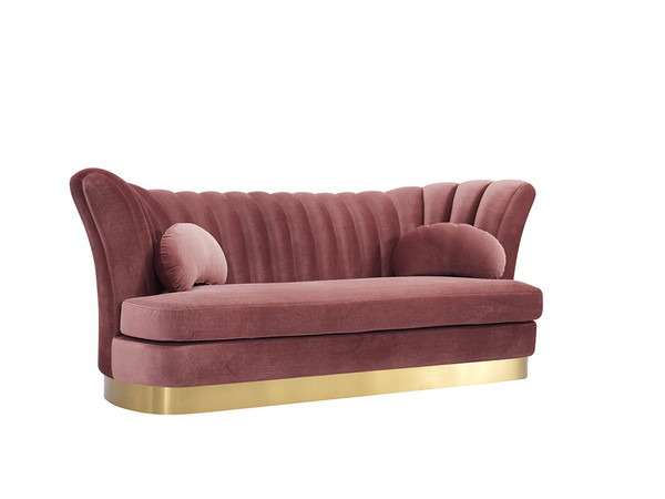 Divani Casa Arvada Modern Pink Velvet & Gold Sofa VGZA40-3-PNK By VIG Furniture