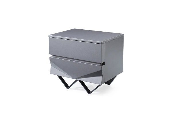 Modrest Duke Modern Grey & Black Gun Chrome Nightstand VGVCN1811-GRY By VIG Furniture