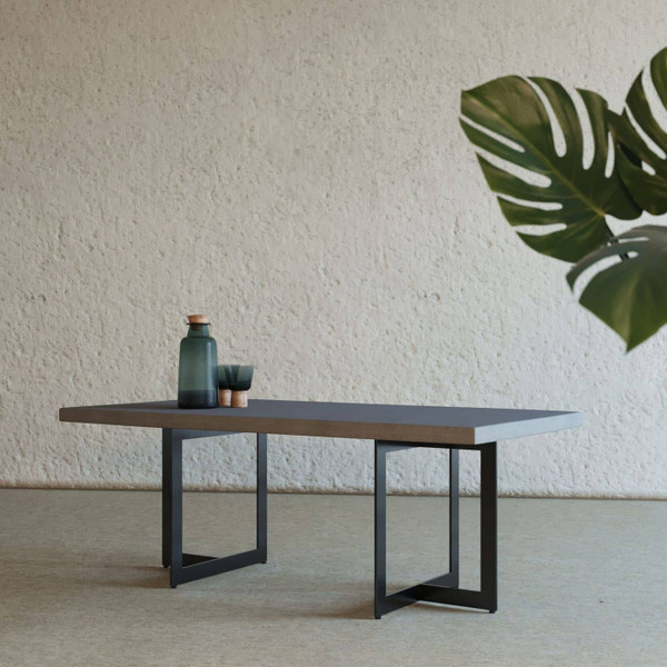 Modrest Sharon Modern Concrete & Black Metal Coffee Table VGLBOWEN-CF120-01 By VIG Furniture