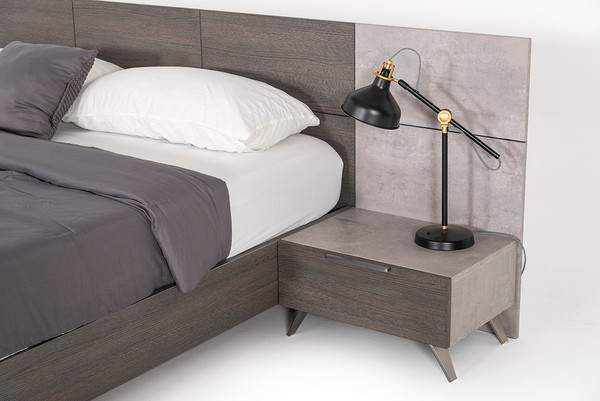 Nova Domus Bronx Italian Modern Faux Concrete & Grey Nightstand VGACBRONX-NS By VIG Furniture