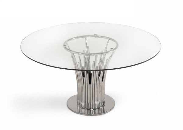 Modrest Paxton - Modern Round Glass & Stainless Steel Dining Table VGVC-T817-RND By VIG Furniture