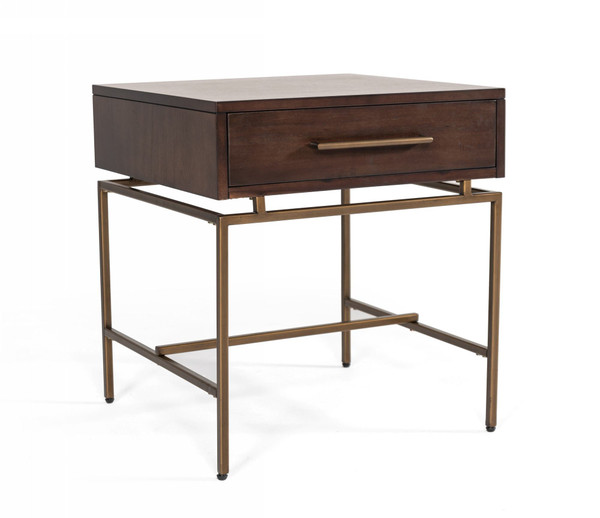 Modrest Nathan - Modern Acacia & Brass End Table VGNX19187 By VIG Furniture