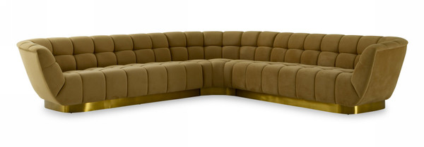 Divani Casa Granby - Glam Mustard And Gold Fabric Sectional Sofa VGODZW-946-SECT By VIG Furniture