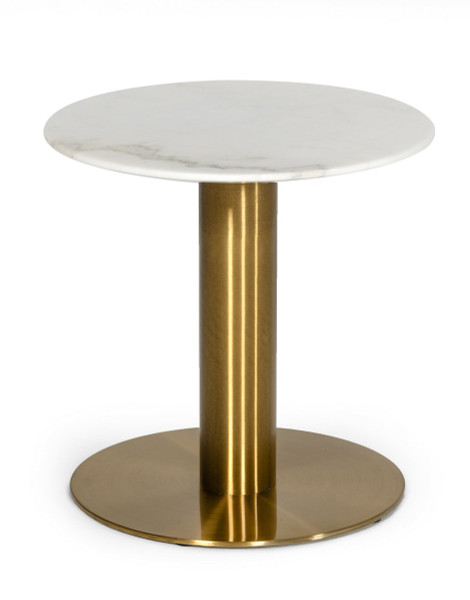 Modrest Fairway - Glam White Marble And Brushed Gold End Table VGEUMC-6931ET By VIG Furniture