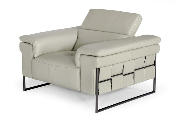 Divani Casa Shoden - Modern Light Grey Leather Chair VGEV1858-CH By VIG Furniture