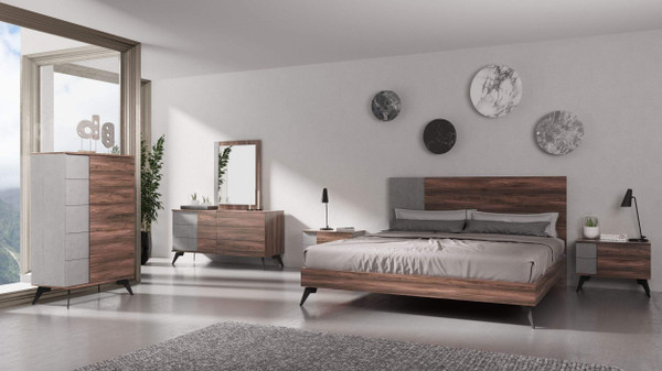 Nova Domus Palermo - Modern Italian Faux Concrete & Walnut Bed VGACPALERMO-WAL-BED By VIG Furniture
