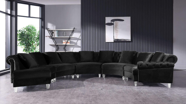 Divani Casa Darla Modern Black Velvet Circular Sectional Sofa VG2T1124-5P-BLK-2 By VIG Furniture