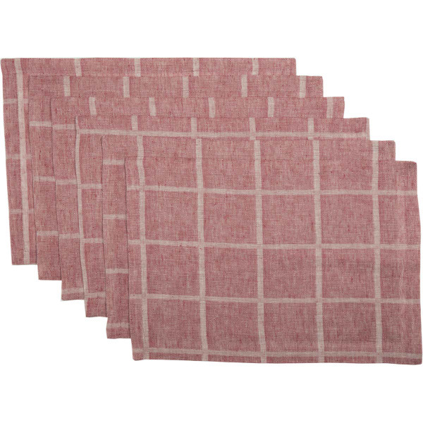 VHC Julie Red Plaid Placemat Set Of 6 12X18 33319