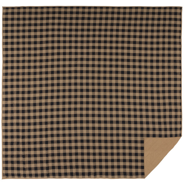 VHC Black Check Luxury King Quilt Coverlet 120Wx105L 42371