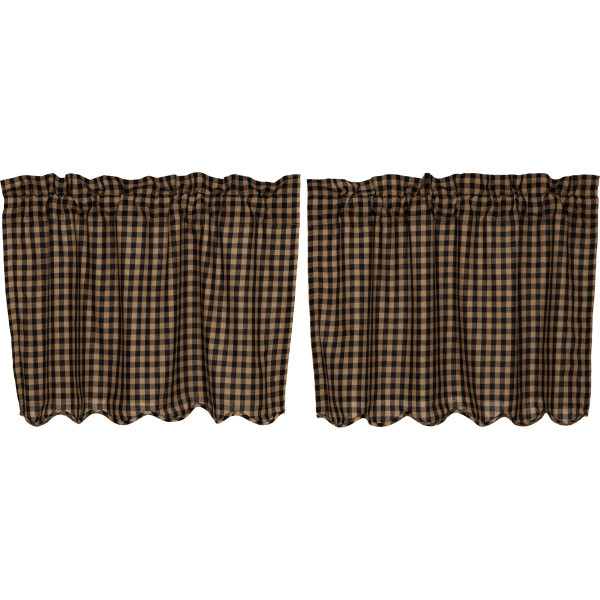 VHC Black Check Scalloped Tier Set Of 2 L24Xw36 20204