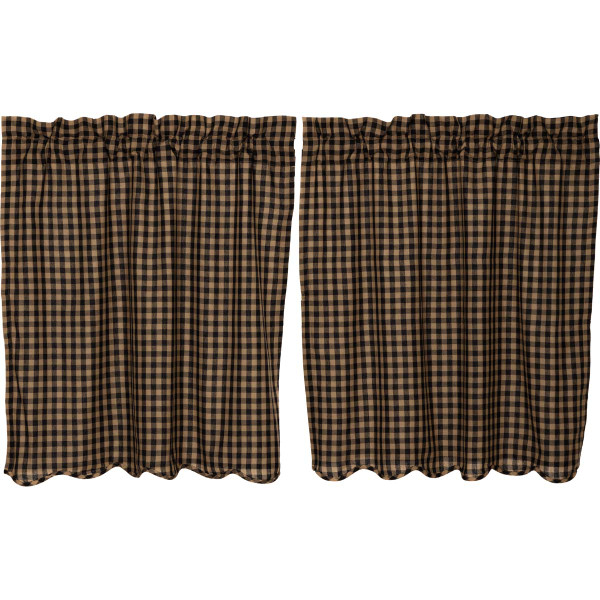 VHC Black Check Scalloped Tier Set Of 2 L36Xw36 20205