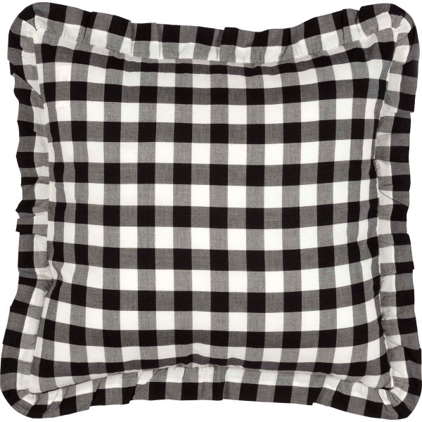 VHC Annie Buffalo Black Check Ruffled Fabric Pillow 18X18 40454