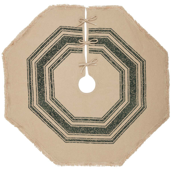 VHC Vintage Burlap Stripe Green Tree Skirt 48 42461