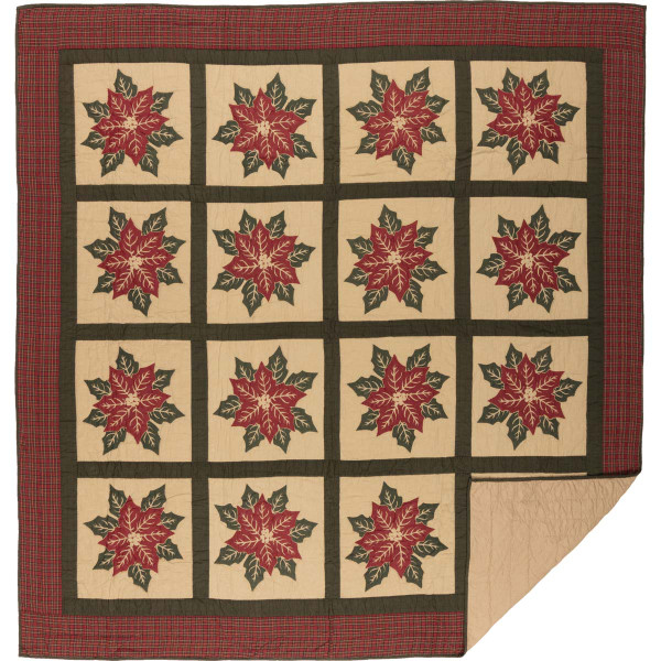 VHC National Quilt Museum Poinsettia Block Queen Quilt 90Wx90L 42588