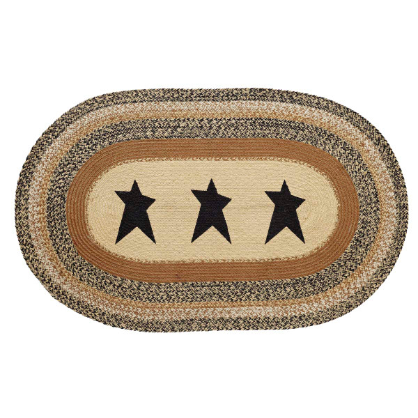 VHC Kettle Grove Jute Rug Oval Stencil Star 36X60 10119