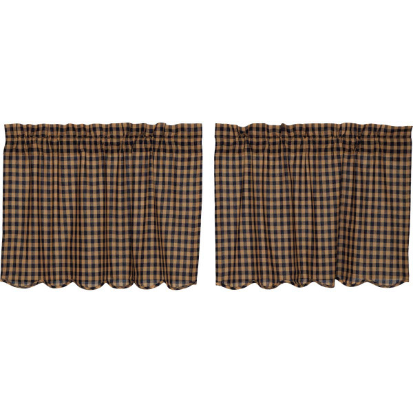 VHC Navy Check Scalloped Tier Set Of 2 L24Xw36 20193