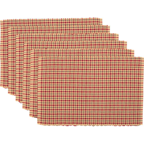 VHC Jonathan Plaid Ribbed Placemat Set Of 6 12X18 42276