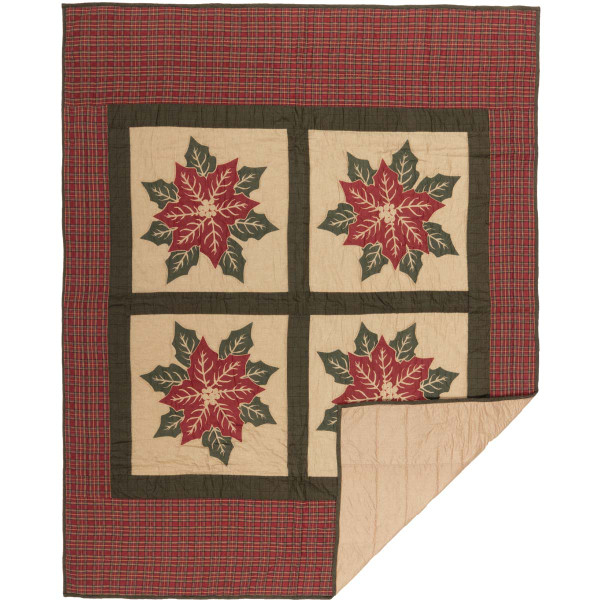 VHC National Quilt Museum Poinsettia Block Quilted Throw 60X50 42308