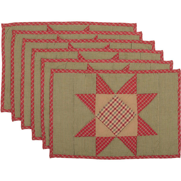 VHC Dolly Star Quilted Placemat Set Of 6 12X18 42289